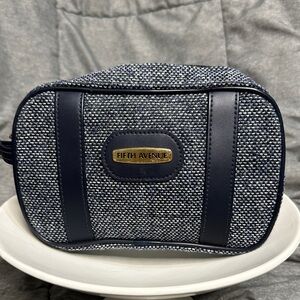 VTG Fifth Avenue‎ Gray Tweed Small Toiletry Accessory Make-up Travel Bag